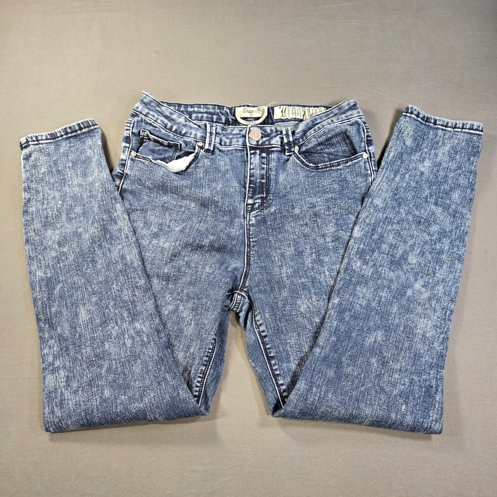 Indigo Rein Ankle Skinny Jeans Juniors 11 Blue Acid Wash High Rise Stretch Denim - Picture 2 of 8